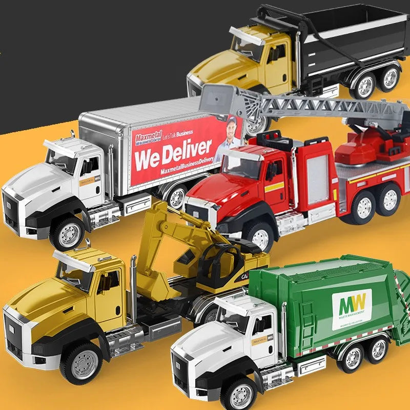 1:50 Diecast Metal Model Truck Set - Construction Vehicles