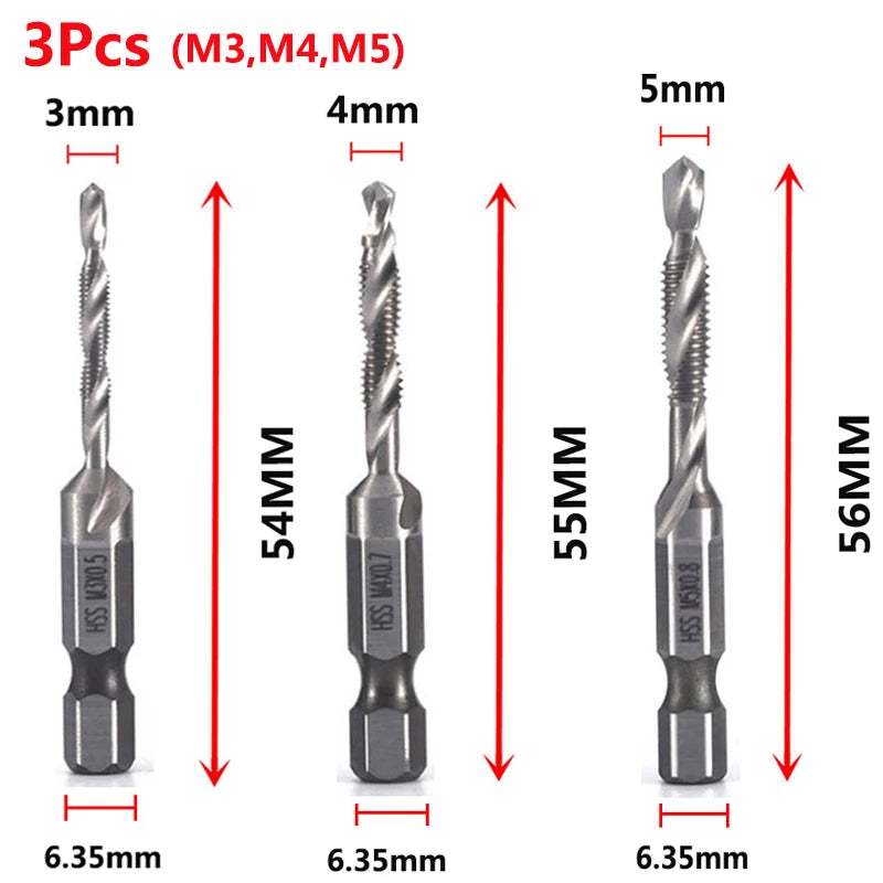 Metric Thread Tap Set - Titanium Coated HSS Drill Bits