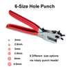 Heavy-Duty Leather Hole Punch with 6 Rotating Sizes