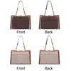 Front and back views of a brown felt multi-pocket purse organizer insert for handbags