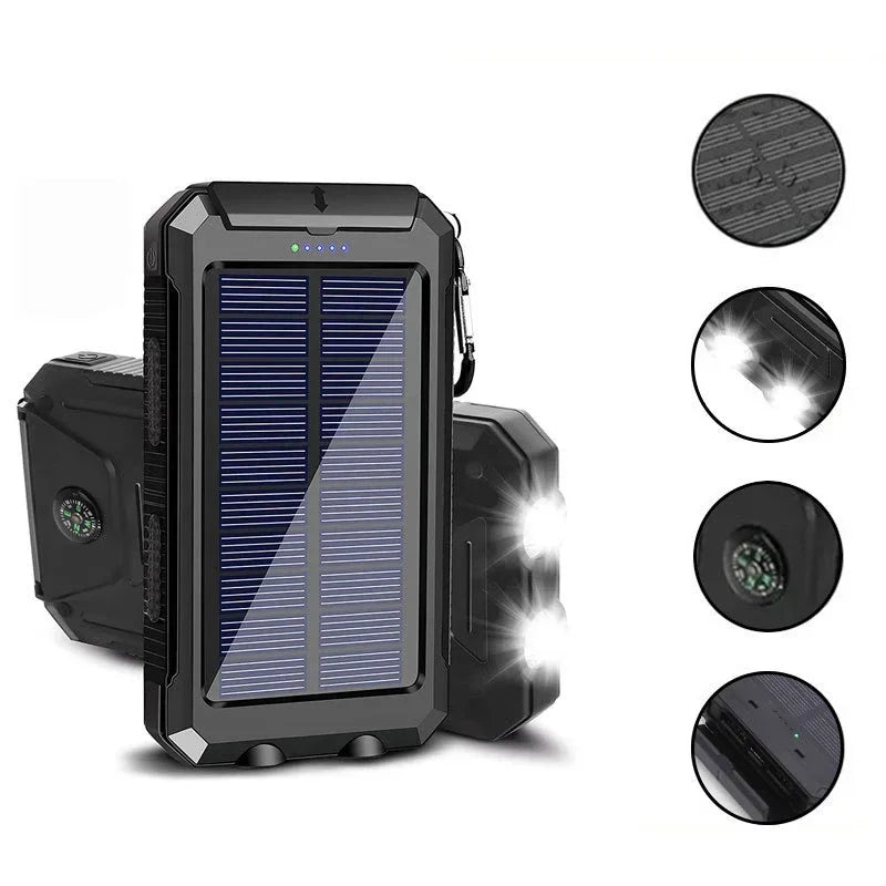 Banco de Energía Solar 20.000 mAh con Linterna