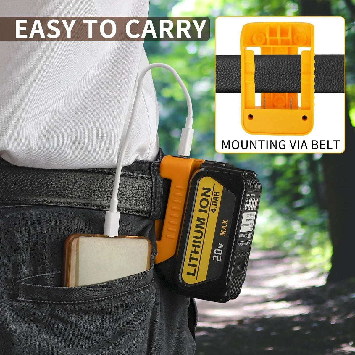 USB & Type-C Power Bank Adapter for DeWalt 20V/18V Li-ion Batteries