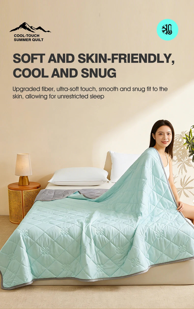 Summer Cooling Blanket with Breathable Polyester Fabric