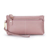 Genuine Cowhide Leather Long Wallet with Zipper Closure