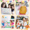 Children are using a glitter star sticker set with happy face designs for play and decoration.