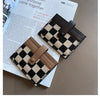Checkered Canvas Card Wallet with Buckle Closure