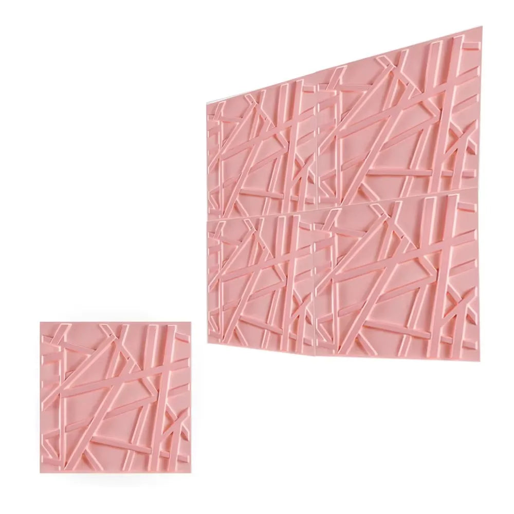 Pink 3D diamond textured wall panels used as modern accent decor