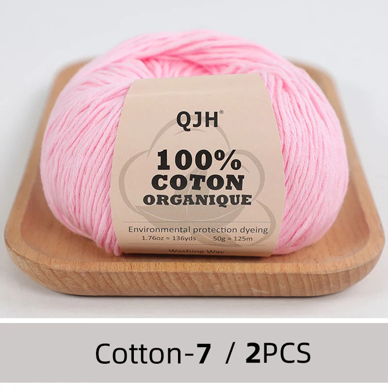 100% Organic Cotton Yarn for Knitting and Crocheting (2-Pack)
