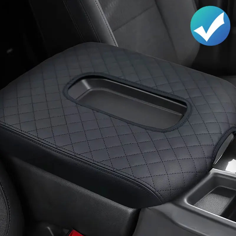 Black microfiber leather custom fit center console armrest pad for Chevrolet Silverado