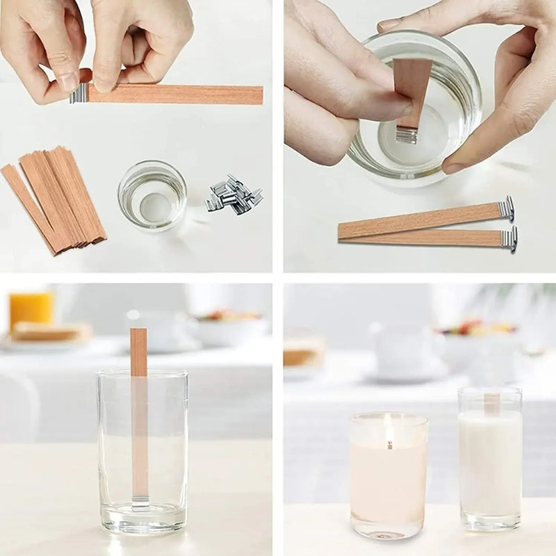 Natural Wooden Wick Candle Wicks for DIY Aromatherapy