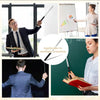 A man in a suit is using a stainless steel telescopic teacher pointer to point at a whiteboard.