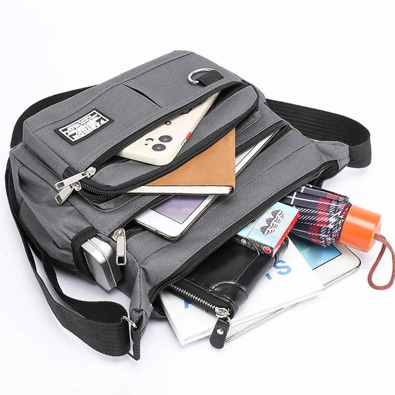 Men's Waterproof Crossbody Bag with Multi-Pocket Storage