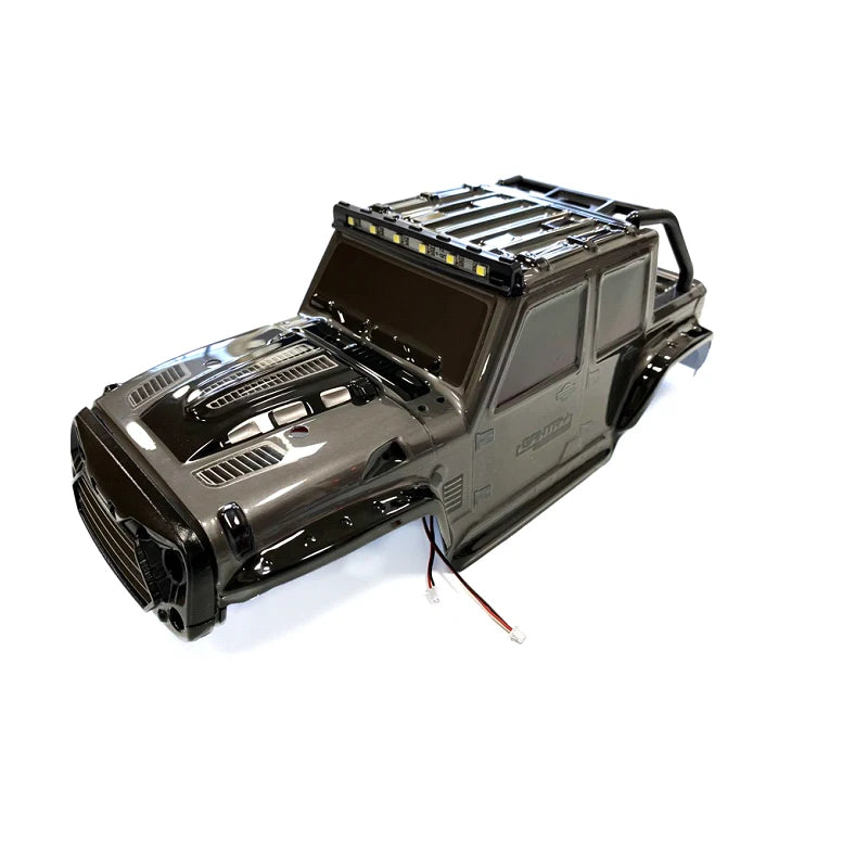 A black high-speed 1/16 4WD RC car receiver parts kit with a battery box and various components.