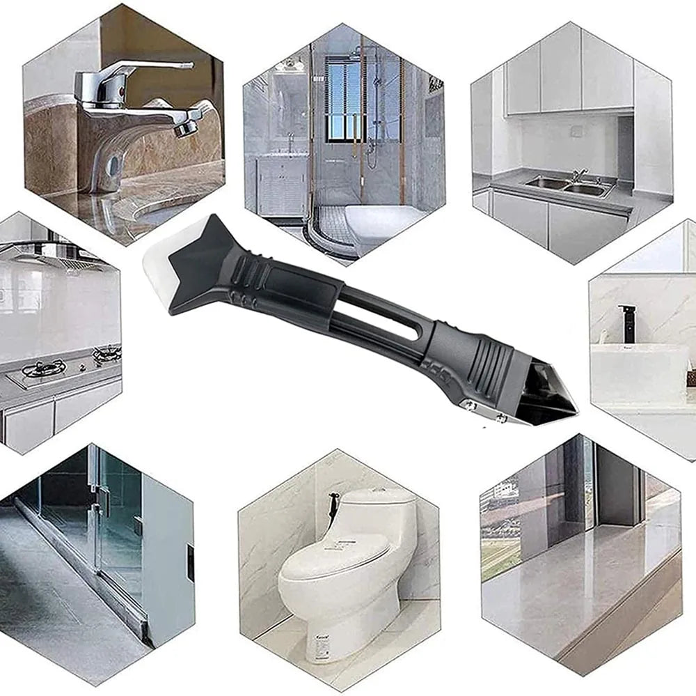 A collection of various sealing and caulking tools including a faucet, sink, and a specialized multi-purpose tool kit.
