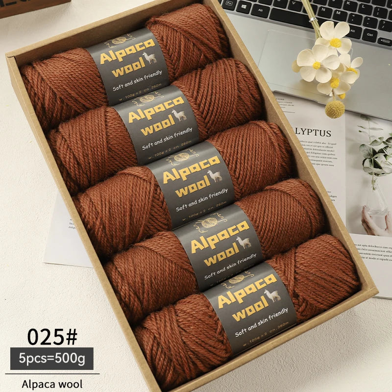 Chunky Alpaca Wool Knitting Yarn – 500g Multi-Color Set for Cozy Winter Projects