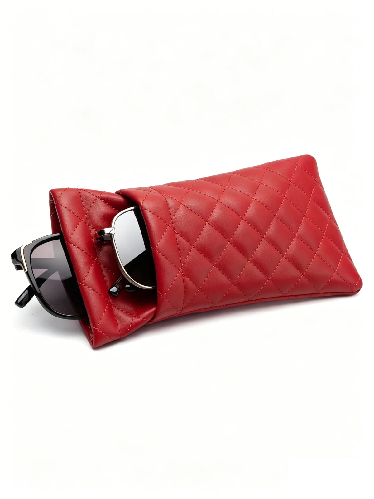 Double-Layer PU Leather Glasses Case with Soft Lining