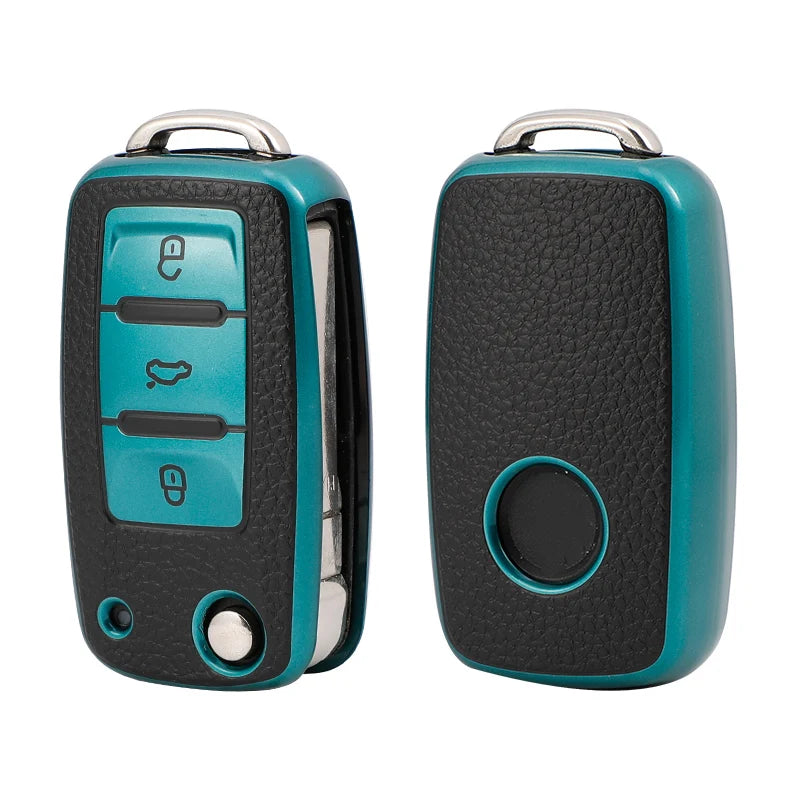 TPU Leather Car Key Case Cover for VW Volkswagen Models