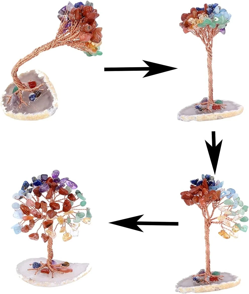Amethyst Crystal Tree of Life on Natural Agate Slice Base