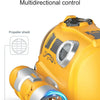 Yellow double propeller drive spray boat with a visible propeller shield and LED lights