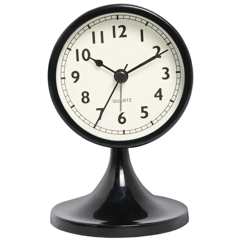 Nordic Metal Round Alarm Clock with Silent Movement and Nightlight