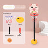 A pink cartoon pig basketball hoop with an adjustable 1.1 meter basketball board and accessories.