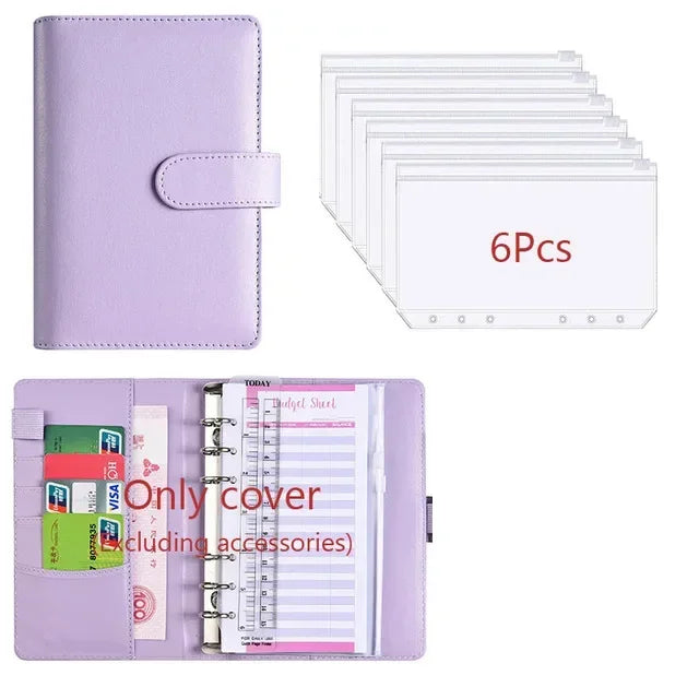 A6 PU Leather Budget Binder with Cash Envelope Organizer