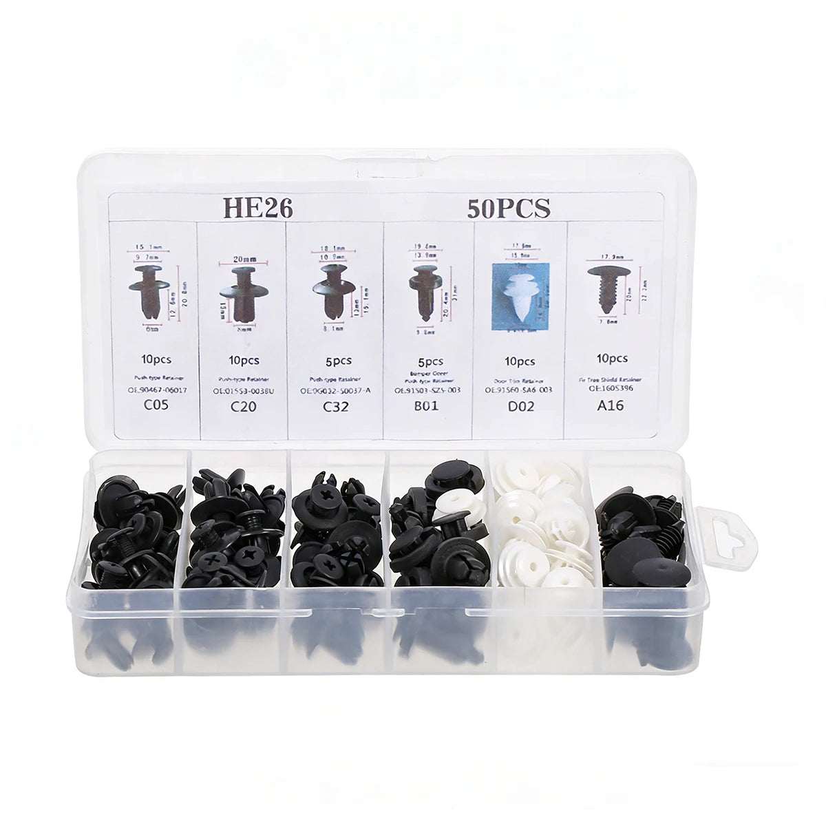 Universal Auto Fastener Clip Assortment Kit for Car Body Trim and Panels