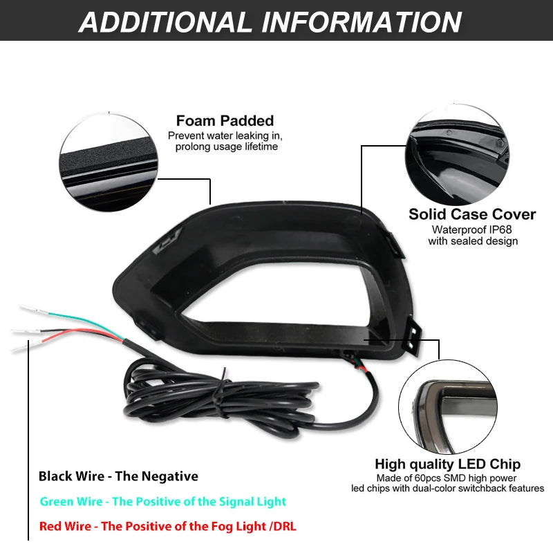 Black foam padded LED grille light kit with wire connections for Dodge Charger SRT/Scat Pack