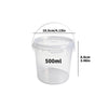 A clear plastic storage container with a lid and handle, measuring 10.5cm in diameter and 8.8cm in height.