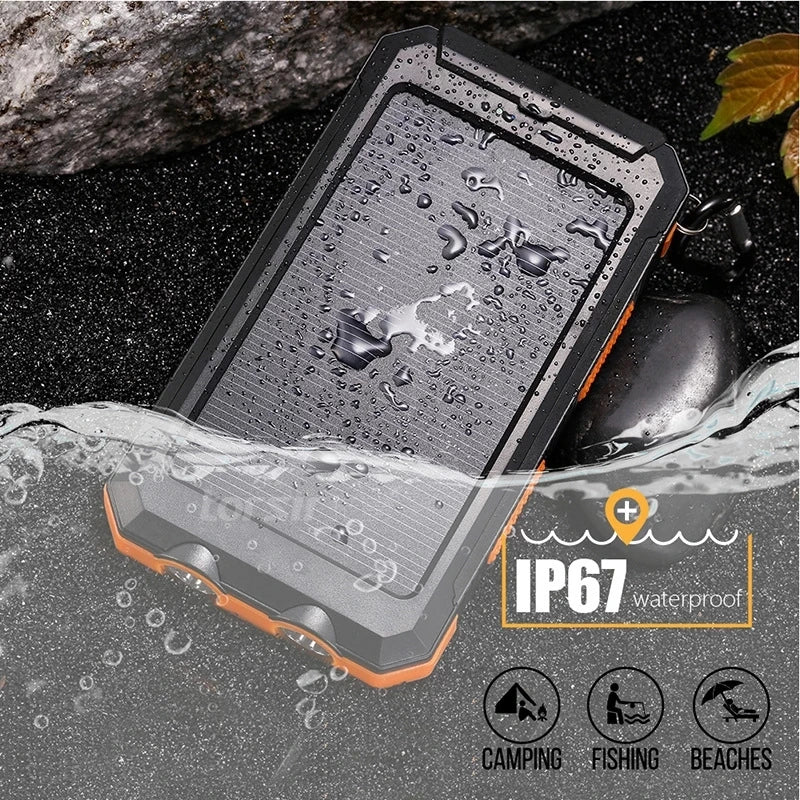Solar Power Bank 80000mAh with LED Light and Compass