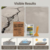 A tube of self-leveling crack sealant is shown next to a concrete crack, demonstrating its ability to seal and waterproof the