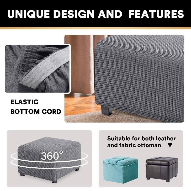 Stretchable Jacquard Footrest Ottoman Cover