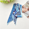 Floral Print Silk Hair Scarf for Women – Long Ribbon Headband