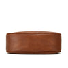 A brown classic PU leather crossbody shoulder bag shown from the side.