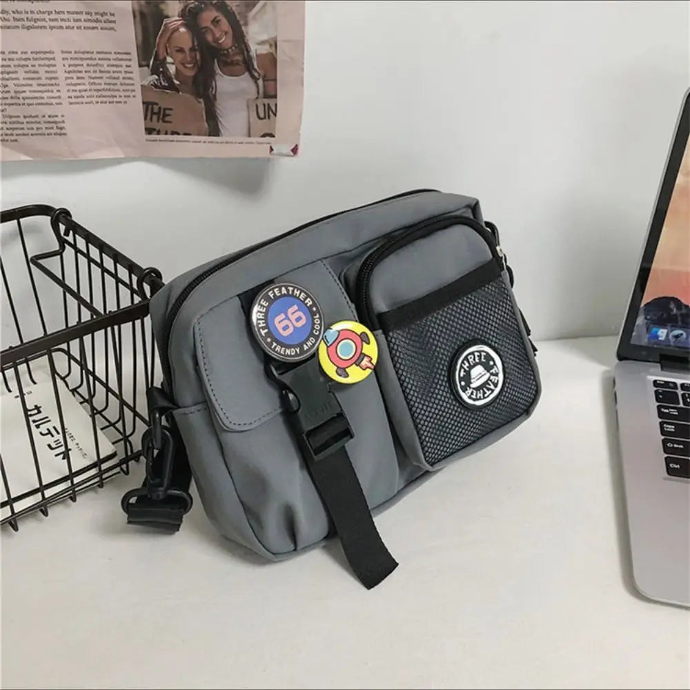 Urban Canvas Crossbody Bag with Zipper Pouch