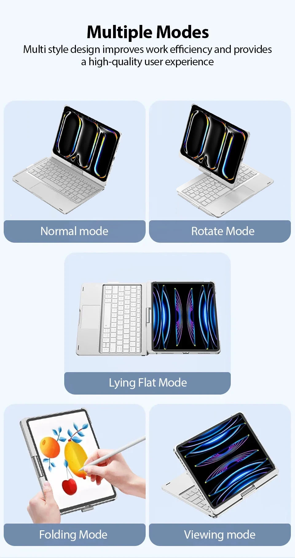 360° Rotating iPad Keyboard Case with Touchpad