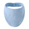 Light blue organic cotton muslin baby bib with an absorbent bandana