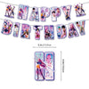 A set of K-Pop themed birthday party decorations featuring various character photos and banners.