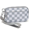 Checkered Zip-Around Wallet with Clear ID Window