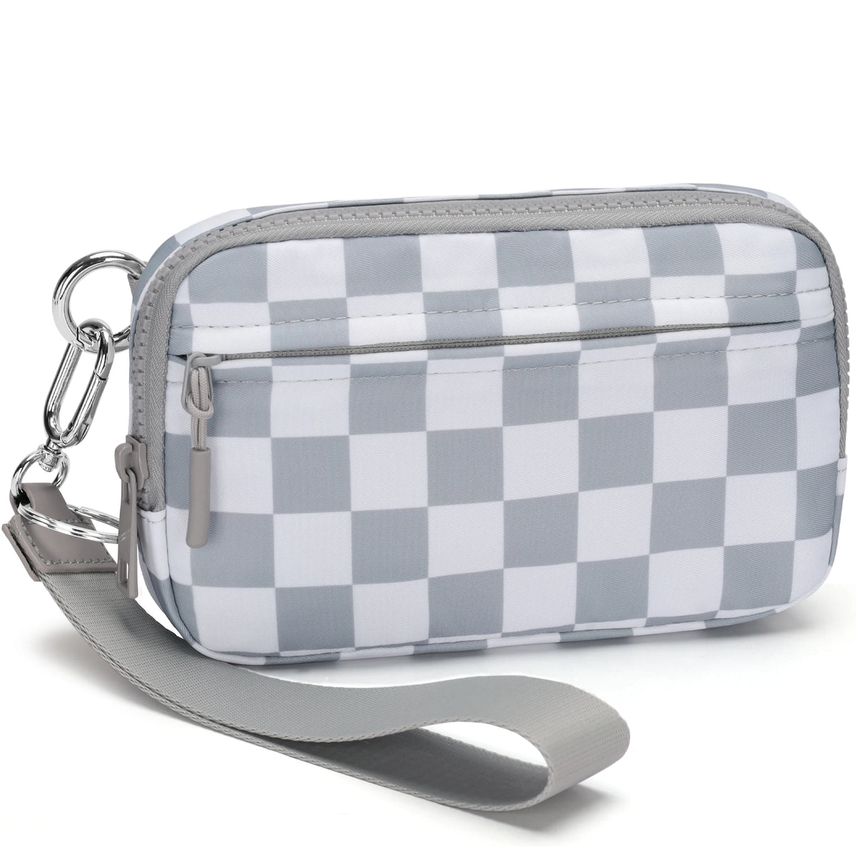 Checkered Zip-Around Wallet with Clear ID Window