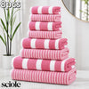 8-Piece Ultra-Soft Microfiber Towel Set with Two-Tone Stripe Design