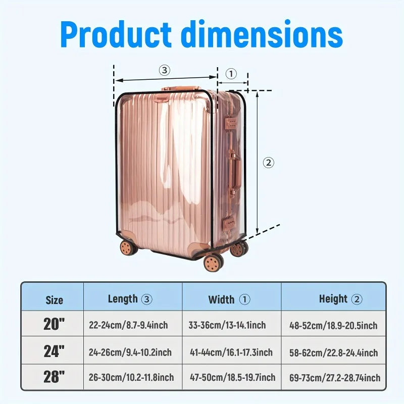 Transparent PVC Luggage Cover Set – Dustproof & Scratch-Resistant for 20–28 inch Suitcases