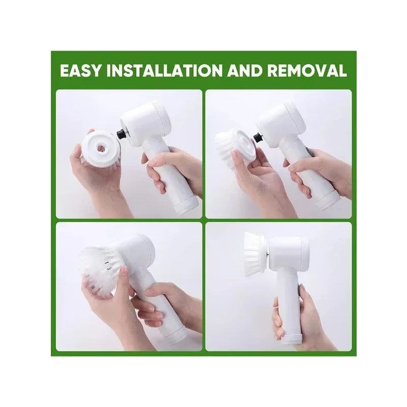 Cordless Electric Spin Scrubber with 5 Brush Heads