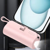 Pocket-Size 5000mAh Power Bank with Built-in Cable, LED Light & Phone Stand