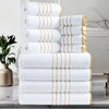 Gold-Stripe Bath Towel Set (3-Pack) – Ultra-Soft & Highly Absorbent