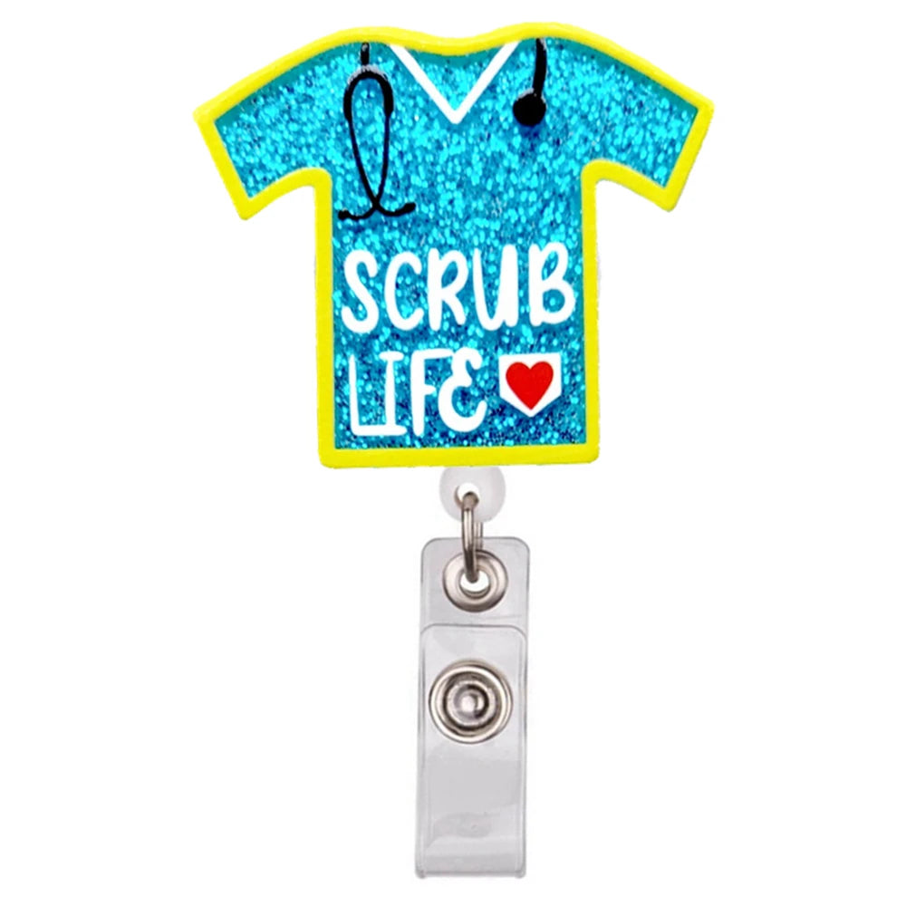 Glitter Acrylic Retractable ID Badge Reel