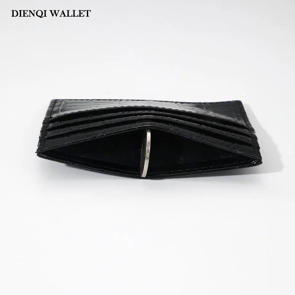 Slim Crocodile-Textured Cardholder Wallet