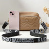 Quilted Crossbody Camera Bag with Wide Letter Strap