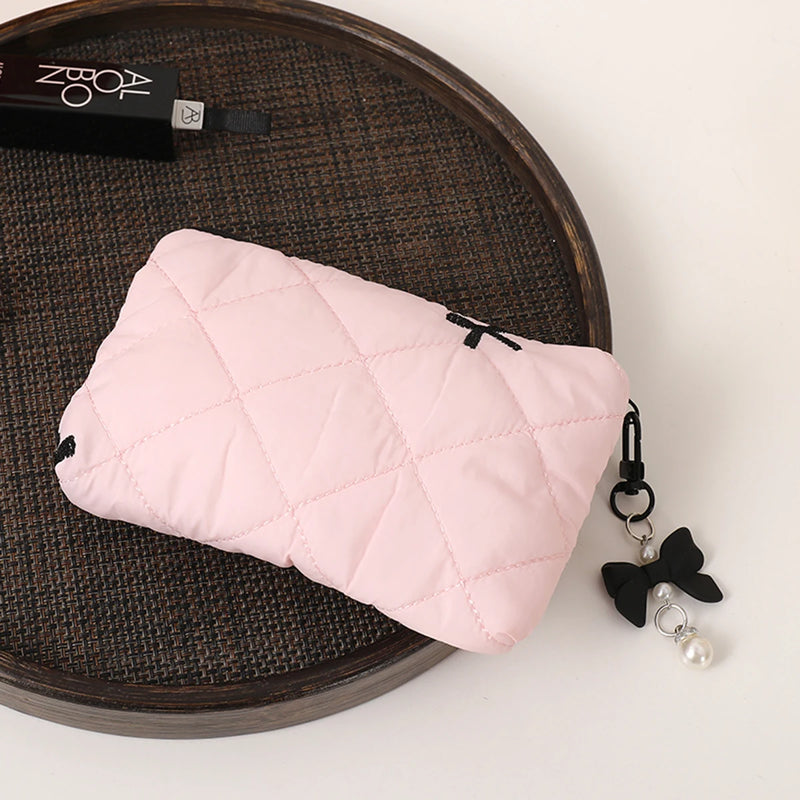Quilted Bow Makeup Bag