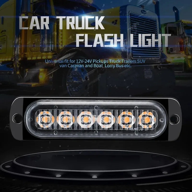 A close-up view of an LED flash light bar designed for trucks, cars, and SUVs.